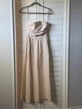 YBF Strapless Ruched Bodice Midi Dress